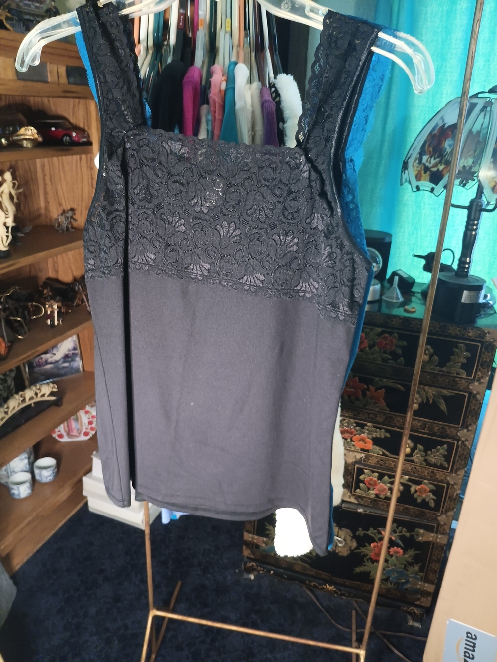Cato Black Lace-Trim Camisole